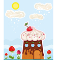 Cup cake house vector image