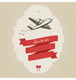 Vintage wedding invitation with retro aircraft vector image