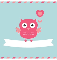 Cute owl Valentines Day card vector image