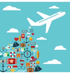Airplane with summer symbols vector image