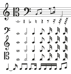Icons set music note vector image