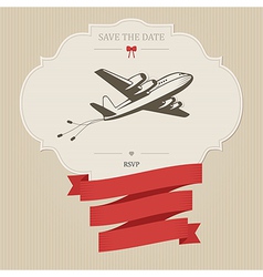 Vintage wedding invitation with retro aircraft vector image