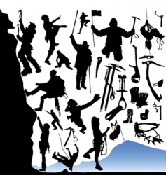 Climber and equipments set vector image