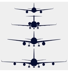Airplanes silhouette front view vector image