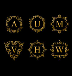 Elegant gold monogram design on black background Elegant gold monogram design on black background vector image