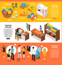 Fashion atelier horizontal banners vector image