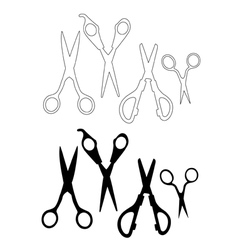 Set of black scissors vector image