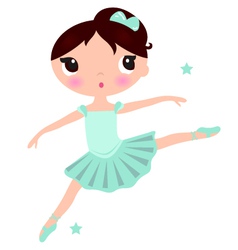 Cute cyan Ballerina girl isolated on white vector image