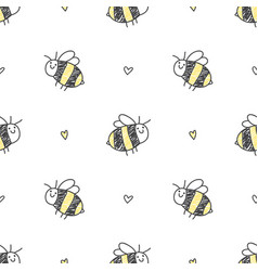 Monochrome seamless pattern with honey bees Vector Image