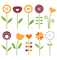 Retro cute spring flowers set isolated on white vector image