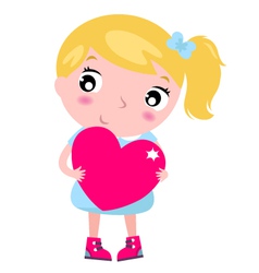 Cute blond little blond girl with pink heart vector image