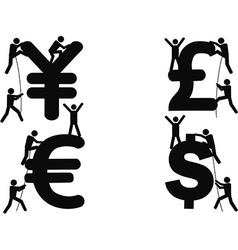 Stick figures Climbing Money sign vector image
