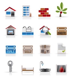 Realistic real estate icons vector image