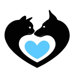 Cat and dog in the heart vector image