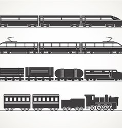 Modern and vintage train silhouette collection vector image