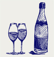 Glass of wine and a bottle vector image