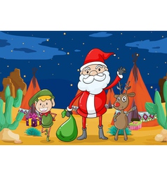 A boy a reindeer and santaclause A boy a reindeer and santaclause vector image