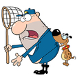 Angry Dog Biting A Dog Catcher vector image