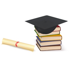 Graduation cap and diploma vector image