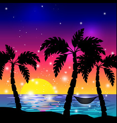 Caribbean sea view with palm trees Caribbean sea view with palm trees vector image