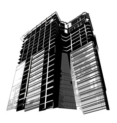 Grunge silhouette of modern building Grunge silhouette of modern building vector image