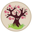 Smiling tree with pink bubbles vector image