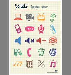 Internet media and network web icons set vector image