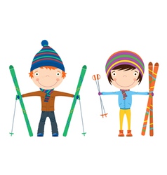 Winter ski kids vector image