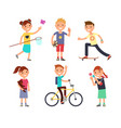 Playing children with toys happy kids in Playing children with toys happy kids in vector image
