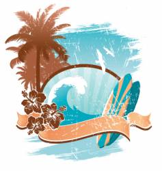 Vintage surfing emblem vector image