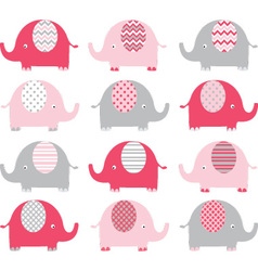 Pink Cute Elephant Collections vector image