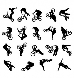 BMX rider silhouettes vector image