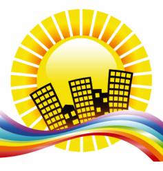 Rainbow cityscape vector image