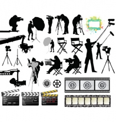 Cameramen and film set equipment vector image