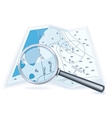 Magnifying glass with map vector image