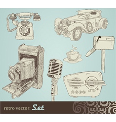Retro doodle set vector image