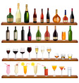 Collection of bottles and glasses vector image
