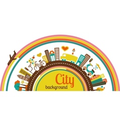 City background with icons and elements vector image