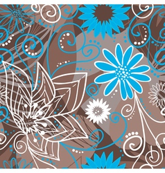 Coffee-and-blue floral pattern Coffee-and-blue floral pattern vector image