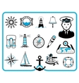 Nautical frame and icons vector image