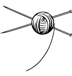 Yarn ball with needles vector image