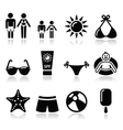 Summer beach holidays icons set vector image
