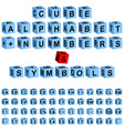 Cube alphabet numbers vector image