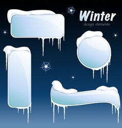 Collection of glossy winter banners vector image