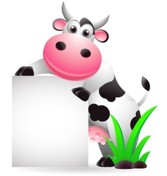 Cow cartoon with blank sign vector image