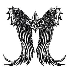 Fleur de lis wing emblem vector image