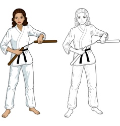 Indonesian Nunchuck girl in karategi Indonesian Nunchuck girl in karategi vector image