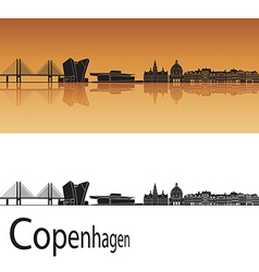Copenhagen skyline in orange background vector image
