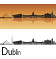 Dublin skyline in orange background vector image
