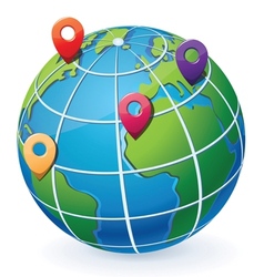 Globe with location pointers vector image